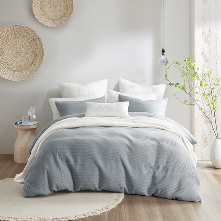Croscill Casual Ellis 3 Piece Duvet Set - Heathered Gray  - King Size / Cal King Size Shop Online & Save - ExpressHomeDirect.com