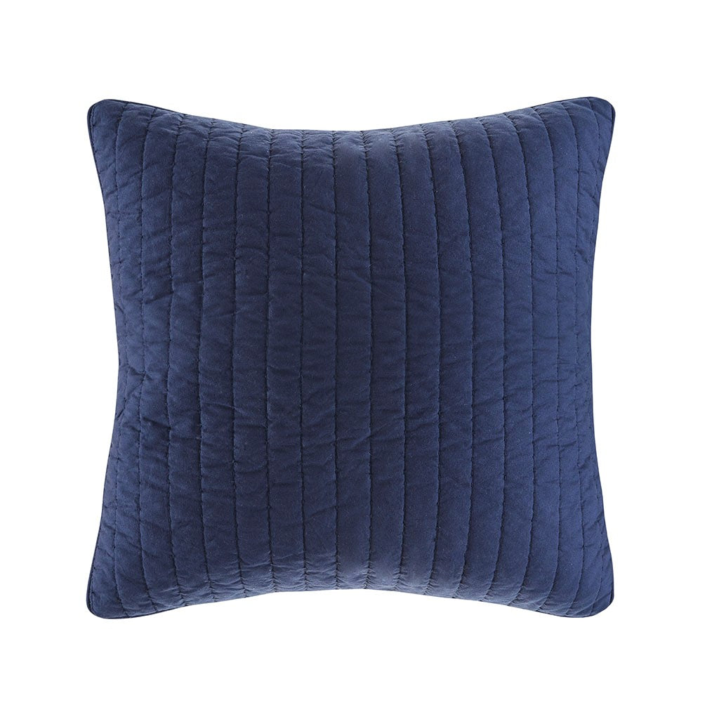 INK+IVY Camila Cotton Quilted Euro Sham - Navy - Euro Sham