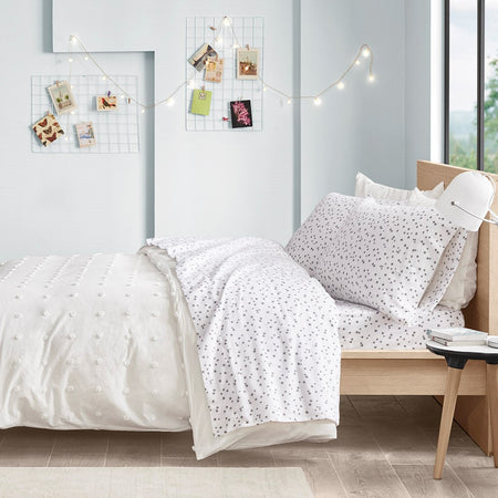 Intelligent Design  Cozy Soft Cotton Flannel Printed Sheet Set - Grey Stars  - Twin XL Size Shop Online & Save - ExpressHomeDirect.com