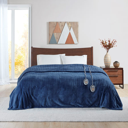 Beautyrest Heated Microlight to Berber Blanket - Indigo - King Size