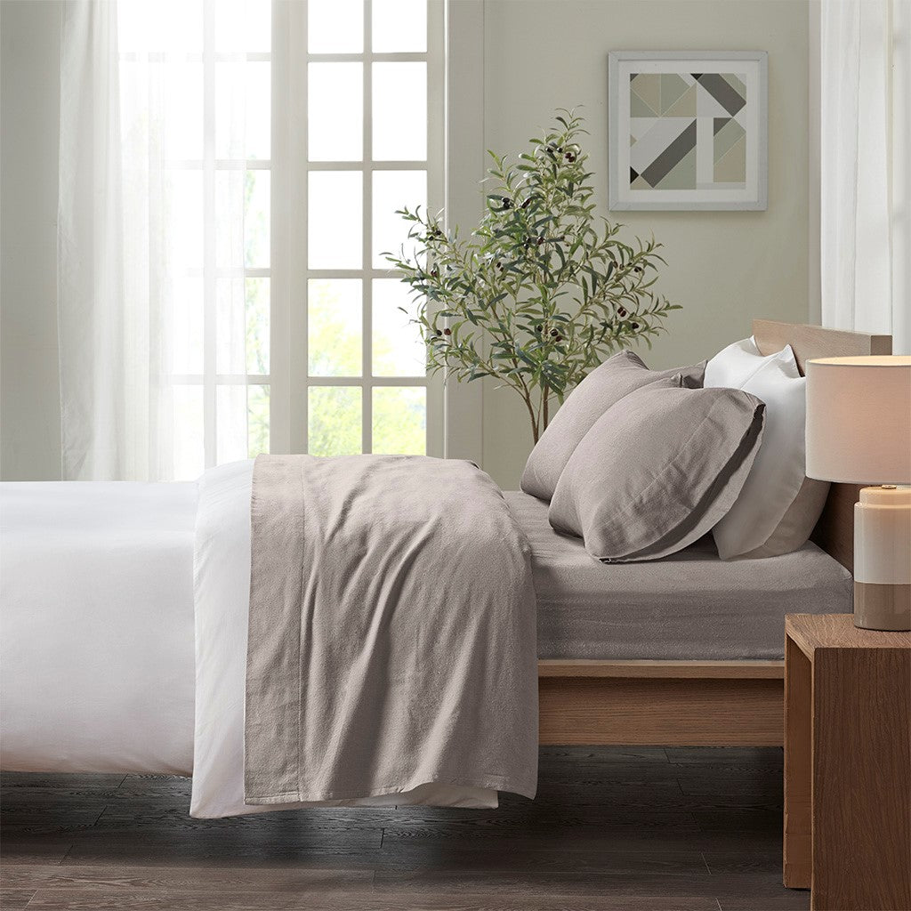 True North by Sleep Philosophy Cozy Cotton Flannel Printed Sheet Set - Grey Solid  - Cal King Size Shop Online & Save - ExpressHomeDirect.com