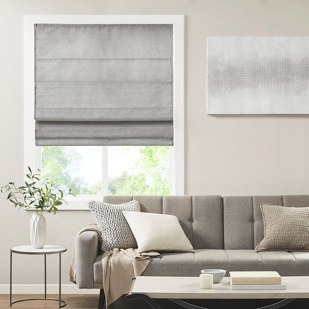Madison Park Como Printed Faux Silk Room Darkening Cordless Roman Shade - Grey  - 39x64" Shop Online & Save - ExpressHomeDirect.com