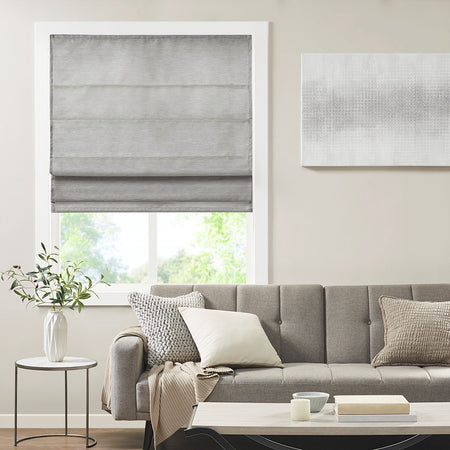 Madison Park Como Printed Faux Silk Room Darkening Cordless Roman Shade - Grey  - 39x64" Shop Online & Save - ExpressHomeDirect.com