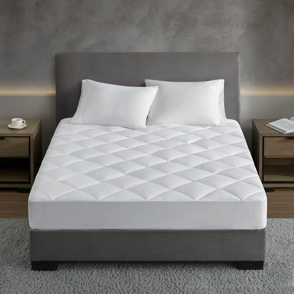 Croscill Signature Dobby Cotton Waterproof Mattress Pad - White  - Cal King Size Shop Online & Save - ExpressHomeDirect.com