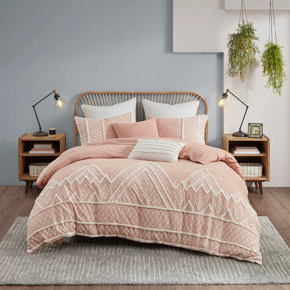 INK+IVY Marta 3 Piece Flax and Cotton Blended Duvet Cover Set - Blush  - King Size / Cal King Size Shop Online & Save - ExpressHomeDirect.com