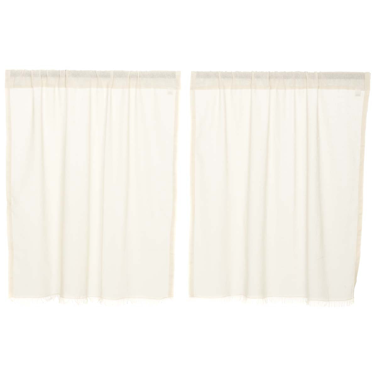 April & Olive Tobacco Cloth Antique White Tier Fringed Set of 2 L36xW36 By VHC Brands