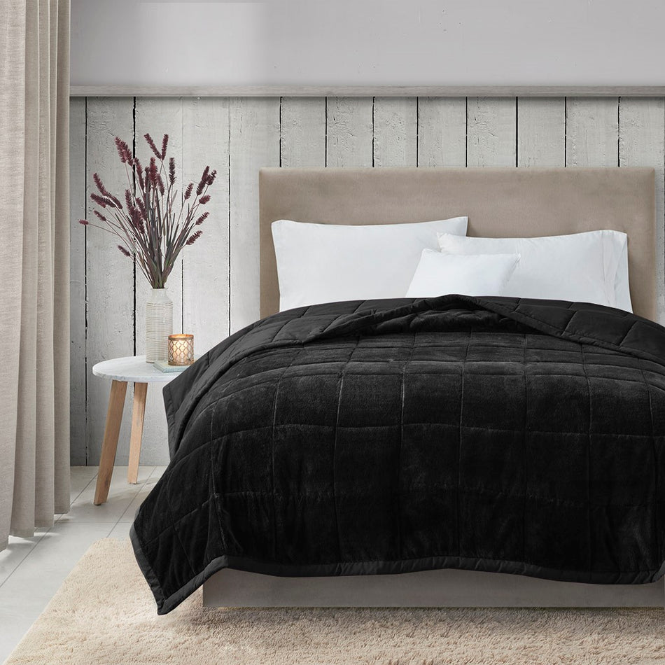 Madison Park Coleman Reversible HeiQ Smart Temperature Down Alternative Blanket - Black  - Twin Size / Twin XL Size Shop Online & Save - ExpressHomeDirect.com
