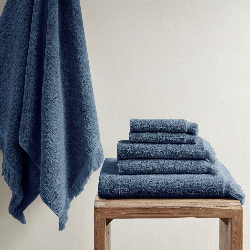 INK+IVY Nova Cotton Dobby Slub 6 Piece Towel Set - Navy 