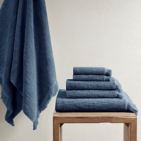 INK+IVY Nova Cotton Dobby Slub 6 Piece Towel Set - Navy 