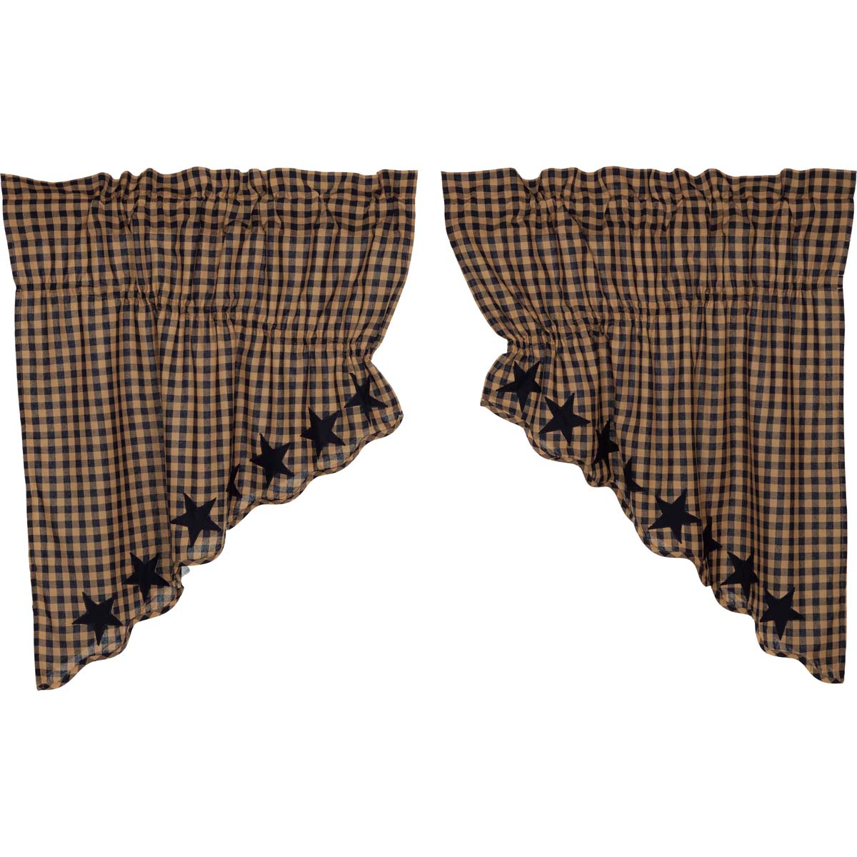 Mayflower Market Navy Star Scalloped Prairie Swag Set of 2 36x36x18 By VHC Brands