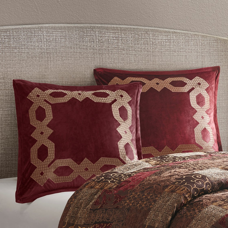 Croscill Classics Clermont European Pillow Sham - Burgundy  - 26x26" Shop Online & Save - ExpressHomeDirect.com