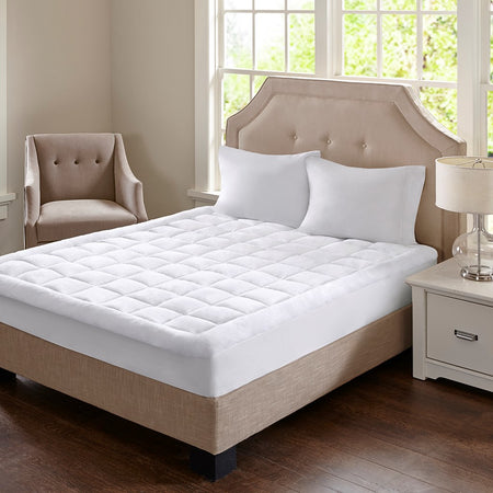 Madison Park Cloud Soft Overfilled Plush Hypoallergenic Down Alternative Waterproof Mattress Pad - White - Cal King Size
