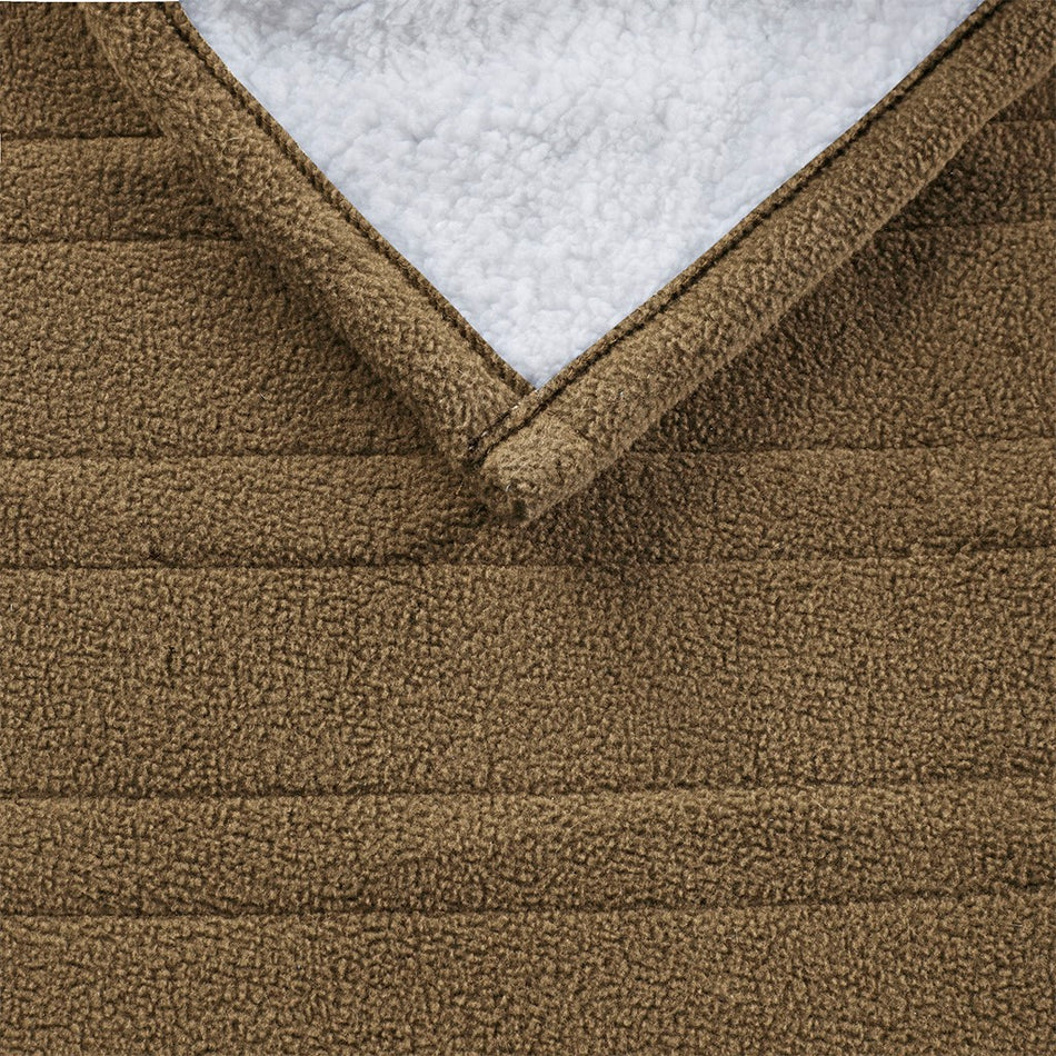 Fleece to Sherpa Heated Throw - Brown - 50x60"