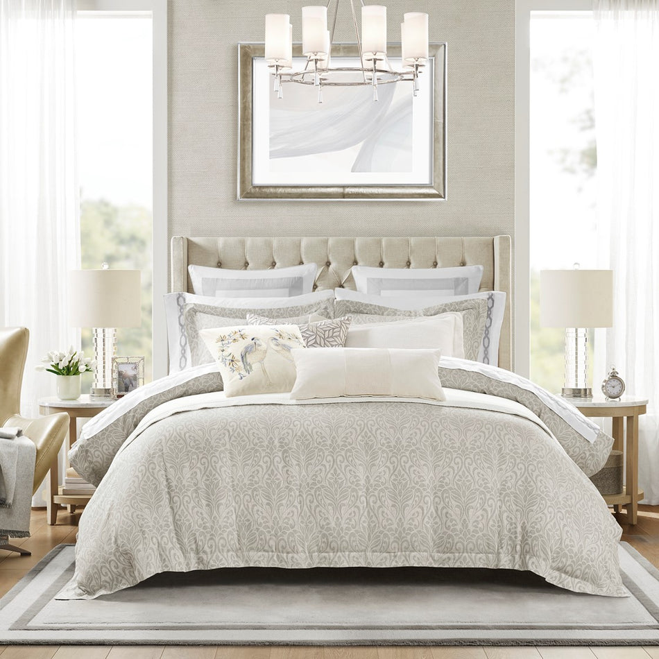 Croscill Home Bernini 3 Piece Duvet Set - Gray  - King Size / Cal King Size Shop Online & Save - ExpressHomeDirect.com