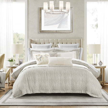 Croscill Home Bernini 3 Piece Duvet Set - Gray  - Full Size / Queen Size Shop Online & Save - ExpressHomeDirect.com