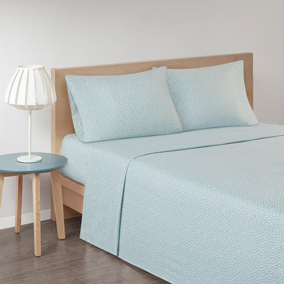 True North by Sleep Philosophy Cozy Cotton Flannel Printed Sheet Set - Aqua Dots  - Queen Size Shop Online & Save - ExpressHomeDirect.com