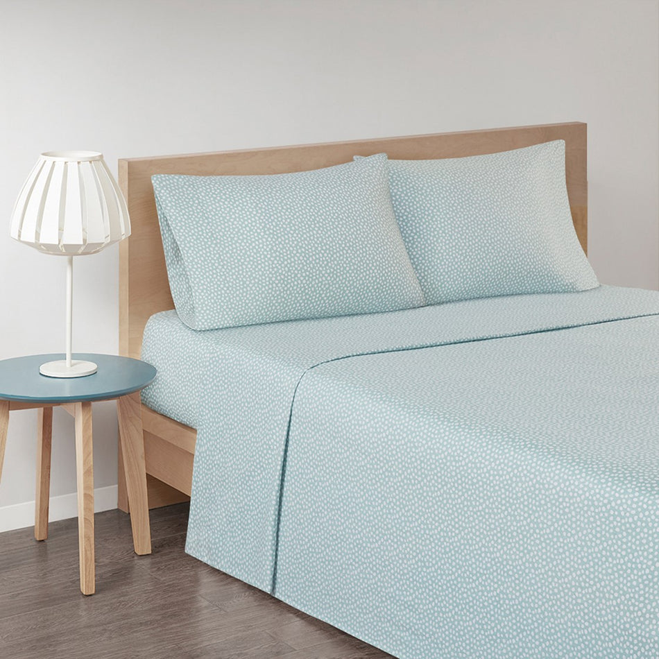 True North by Sleep Philosophy Cozy Cotton Flannel Printed Sheet Set - Aqua Dots  - Queen Size Shop Online & Save - ExpressHomeDirect.com