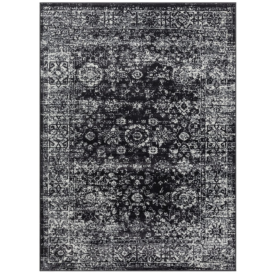 Chadwick Distressed Vintage Persian Woven Area Rug - Black / Cream - 5x7'
