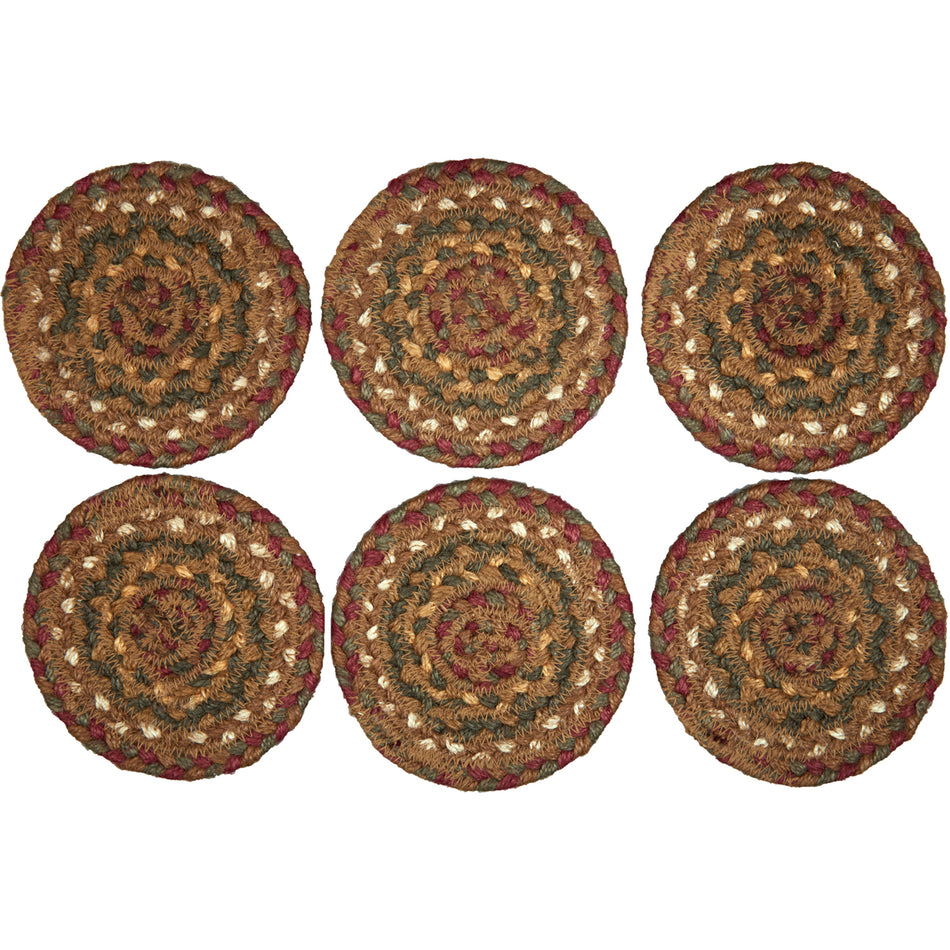 Oak & Asher Tea Cabin Jute Coaster Set of 6 By VHC Brands