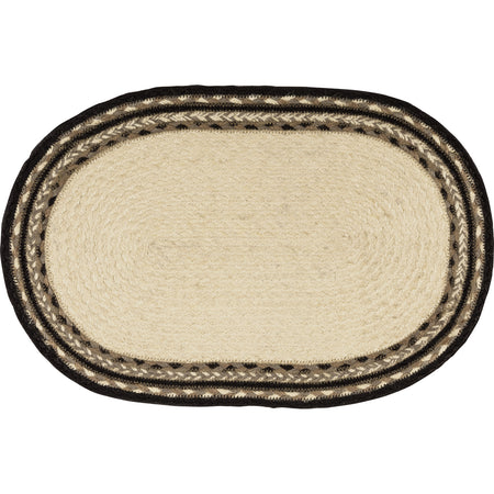 April & Olive Sawyer Mill Charcoal Cow Jute Placemat Set of 6 12x18 By VHC Brands