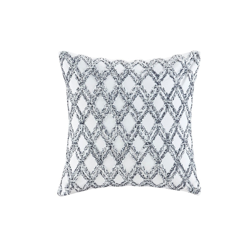 INK+IVY Riko Cotton Embroidered Square Pillow - Navy - 20x20"