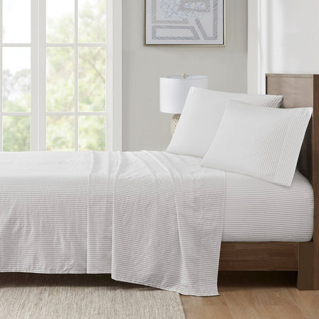 Madison Park Essentials 200 Thread Count Printed Cotton Sheet Set - Grey Stripe  - Queen Size Shop Online & Save - ExpressHomeDirect.com