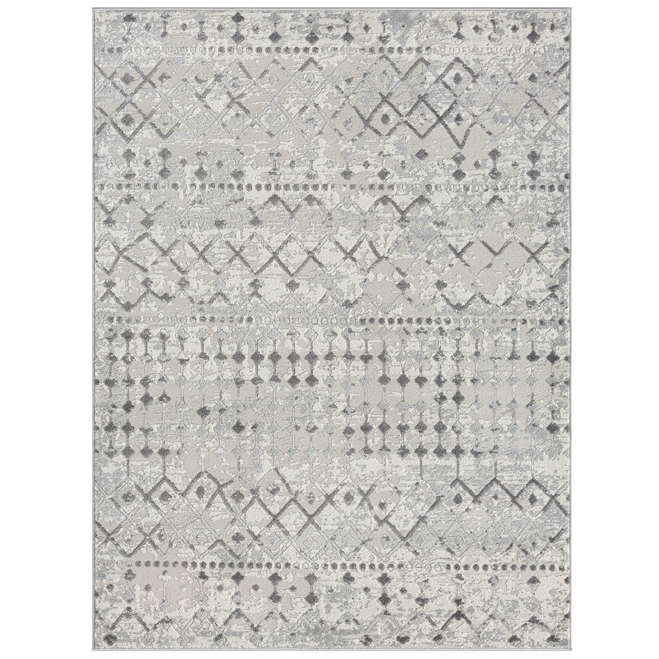 Hannah Moroccan Global Woven Area Rug - Light Grey / Cream - 4x6'