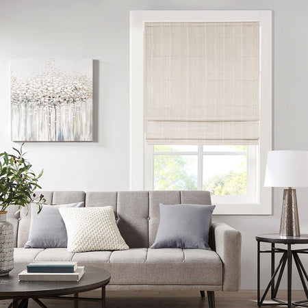 Madison Park Galen Basketweave Room Darkening Cordless Roman Shade - Ivory - 33x64"