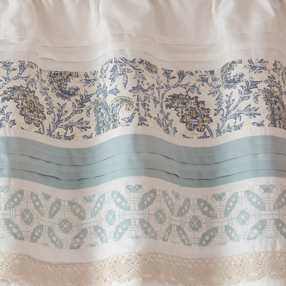 Dawn Printed and Pieced Rod Pocket Valance - Blue - 50x18"
