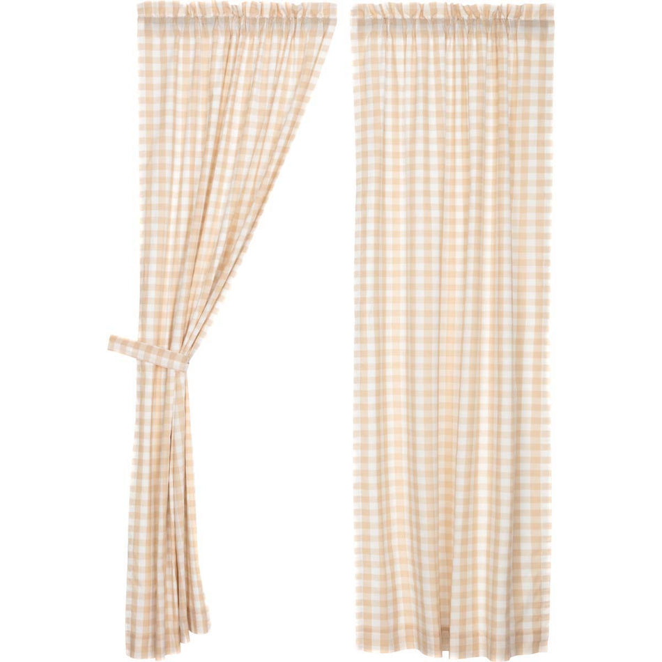 April & Olive Annie Buffalo Tan Check Panel Set of 2 84x40 By VHC Brands