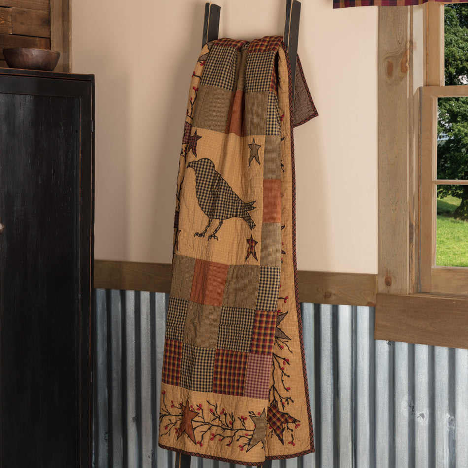 Heritage Farms Applique Crow and Star Quilted Throw 60x50