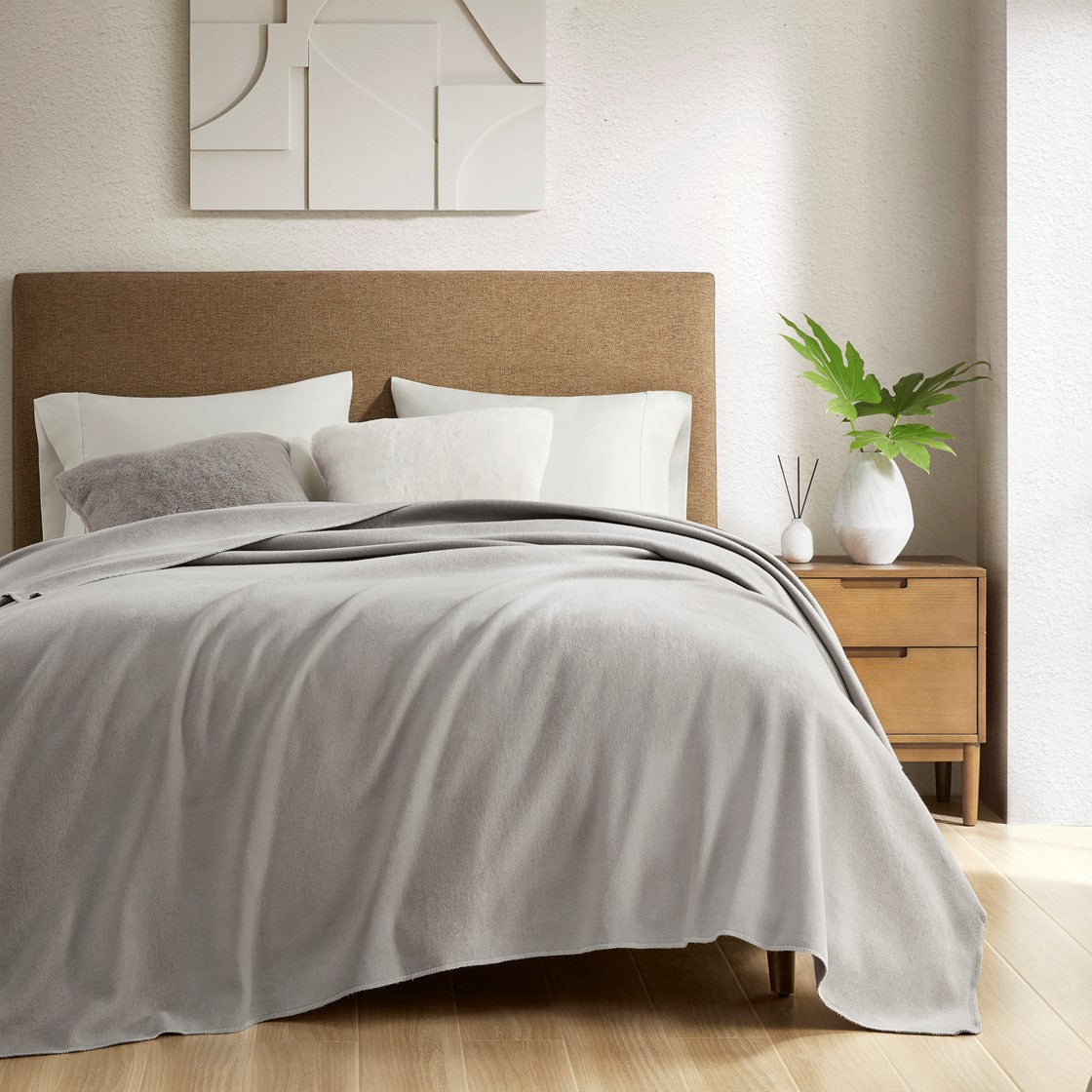 Croscill Andaz Solid Cotton Blanket - Grey  - Full Size / Queen Size Shop Online & Save - ExpressHomeDirect.com