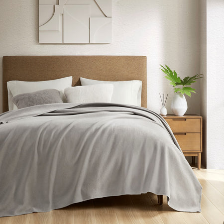 Croscill Andaz Solid Cotton Blanket - Grey  - King Size / Cal King Size Shop Online & Save - ExpressHomeDirect.com