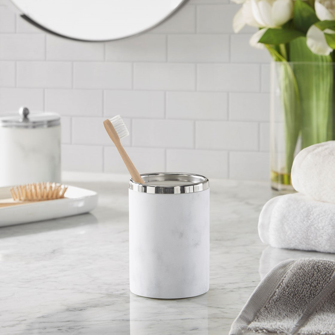 Croscill Corsica Silver Marbled Resin Tumbler - Silver  - One Size Shop Online & Save - ExpressHomeDirect.com