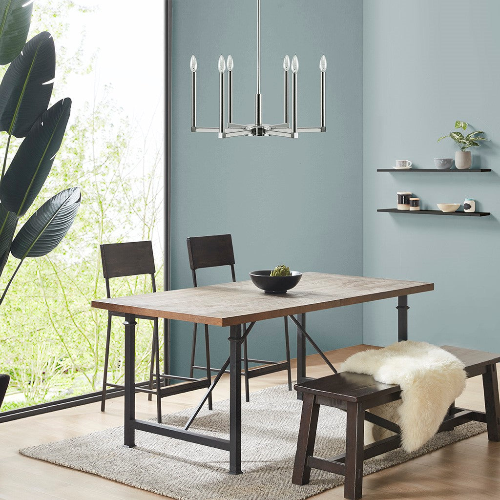 INK+IVY Renzetti 6-Light Contemporary Candelabra Styled Chandelier - Silver 