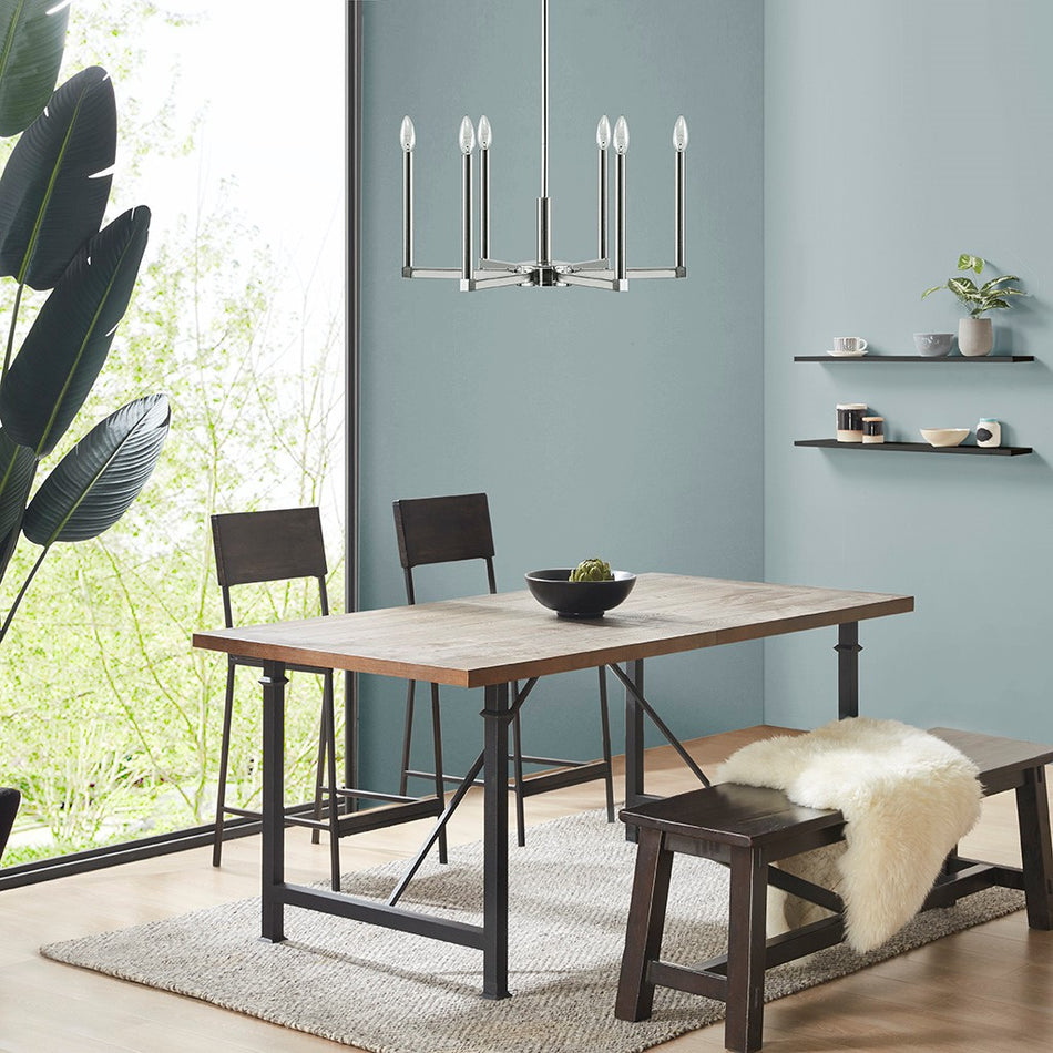 INK+IVY Renzetti 6-Light Contemporary Candelabra Styled Chandelier - Silver 