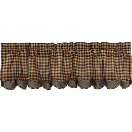 Mayflower Market Black Check Scalloped Layered Valance 16x60 By VHC Brands