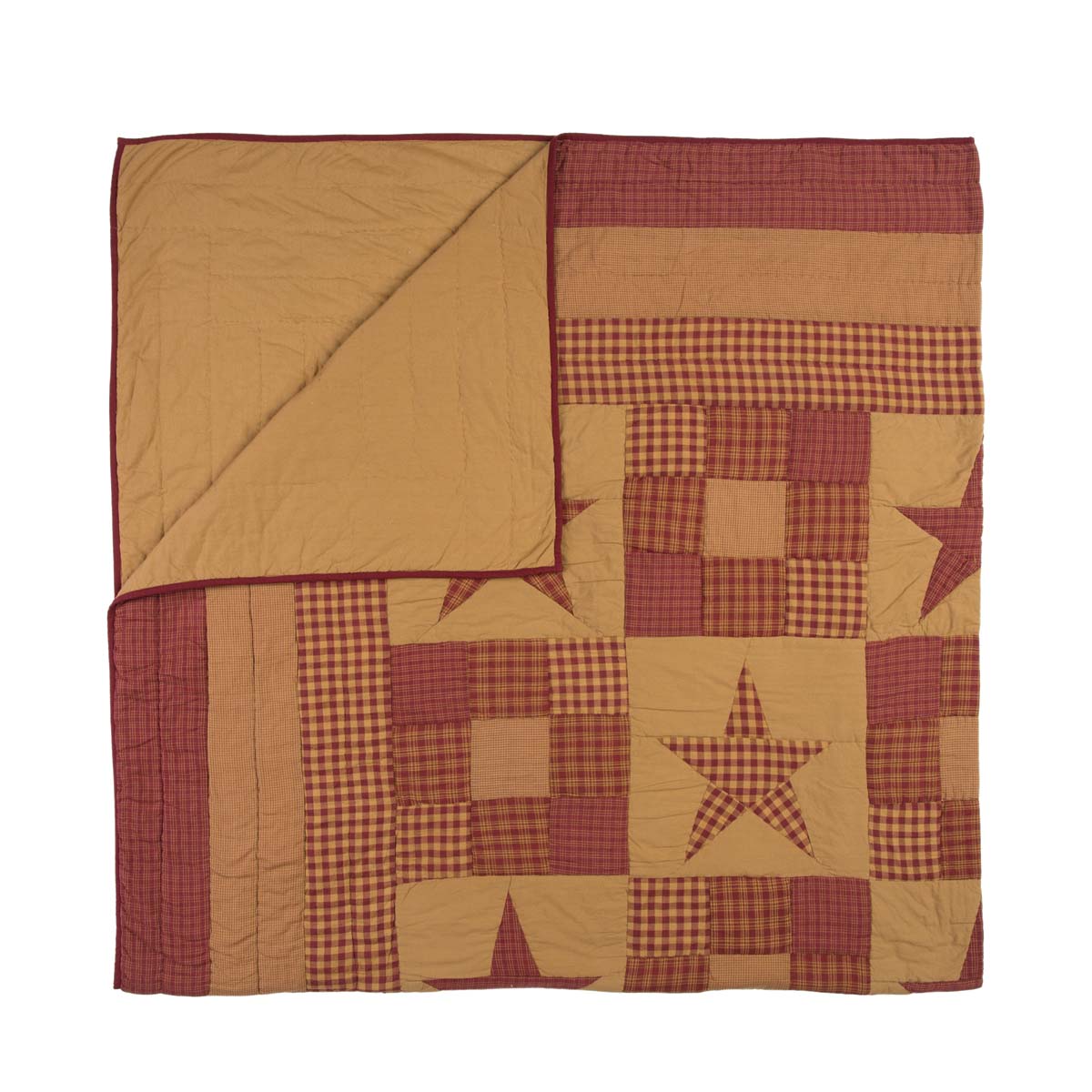 Mayflower Market Ninepatch Star California King Quilt 130Wx115L By VHC Brands