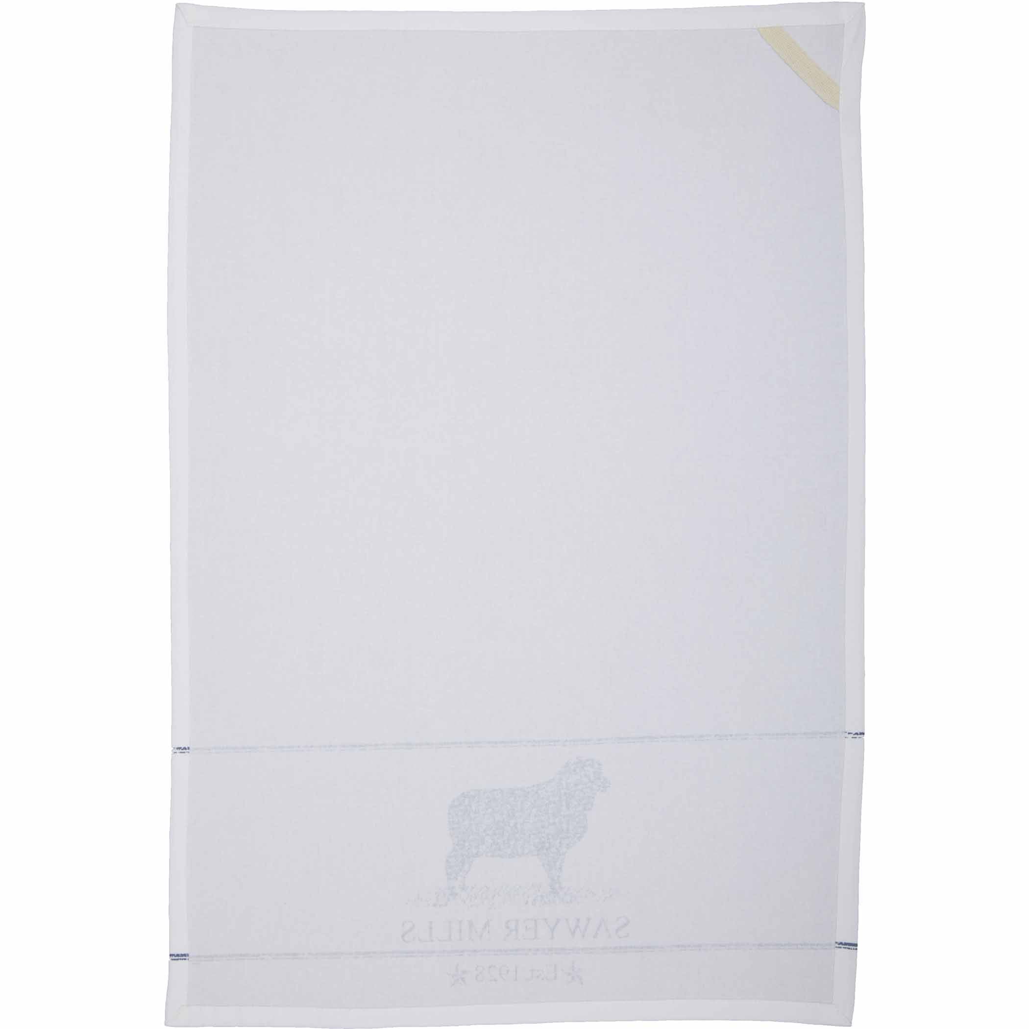 April & Olive Sawyer Mill Blue Lamb Muslin Bleached White Tea Towel 19x28 By VHC Brands