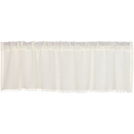 April & Olive Tobacco Cloth Antique White Valance Fringed 16x60 By VHC Brands