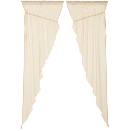 April & Olive Tobacco Cloth Natural Prairie Long Panel Fringed Set of 2 84x36x18 By VHC Brands