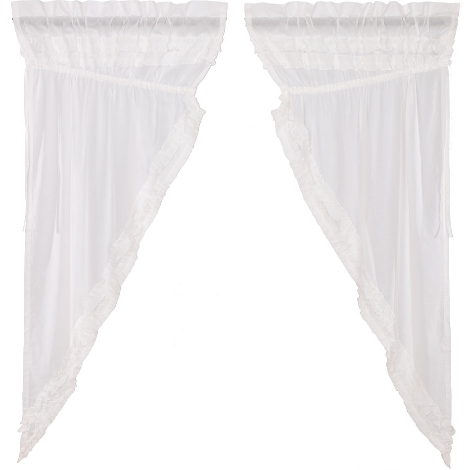 April & Olive White Ruffled Sheer Petticoat Prairie Short Panel Set of 2 63x36x18 By VHC Brands