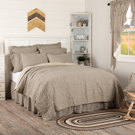 April & Olive Sawyer Mill Charcoal Ticking Stripe Quilt Luxury King Coverlet 120Wx105L By VHC Brands