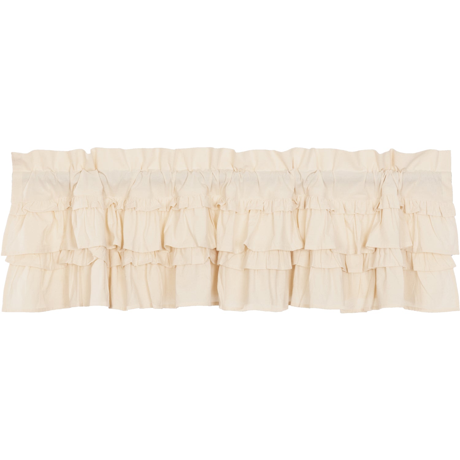 April & Olive Muslin Ruffled Unbleached Natural Valance 16x60 By VHC Brands