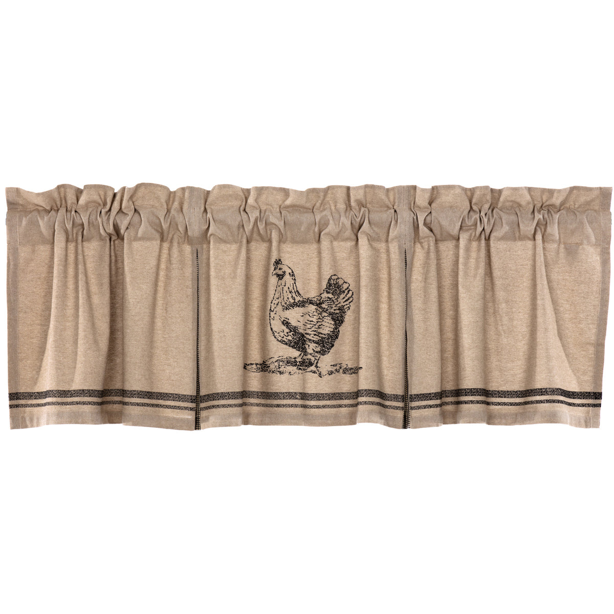 April & Olive Sawyer Mill Charcoal Chicken Valance Pleated 20x72 By VHC Brands
