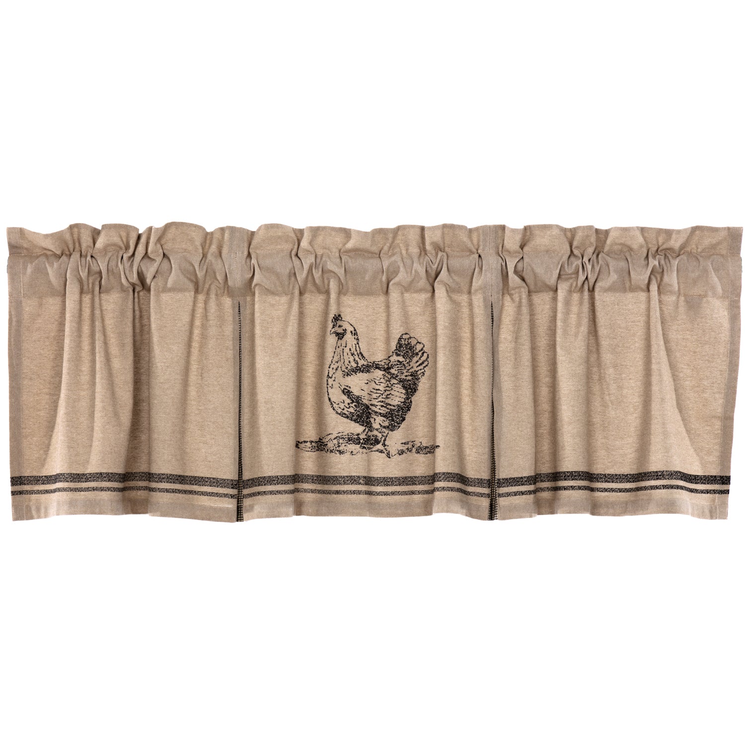 April & Olive Sawyer Mill Charcoal Chicken Valance Pleated 20x72 By VHC Brands