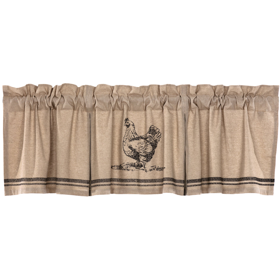 April & Olive Sawyer Mill Charcoal Chicken Valance Pleated 20x72 By VHC Brands