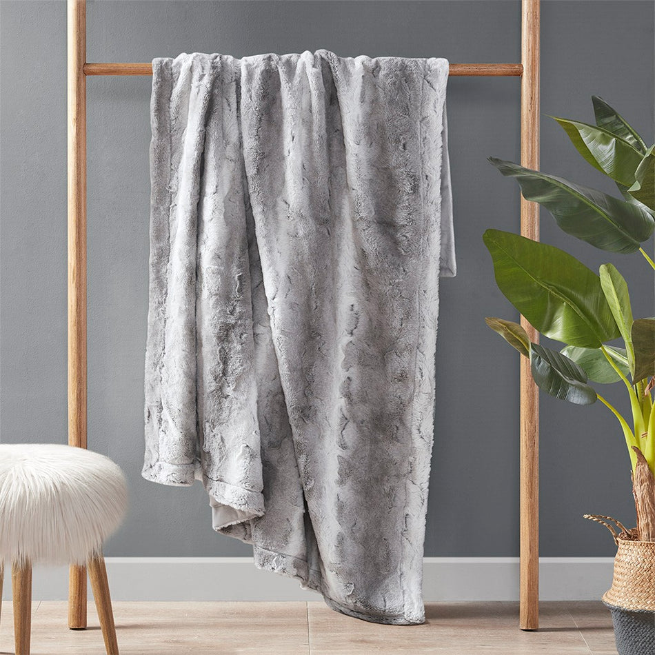 Zuri Oversized Faux Fur Throw - Grey - 60x70"