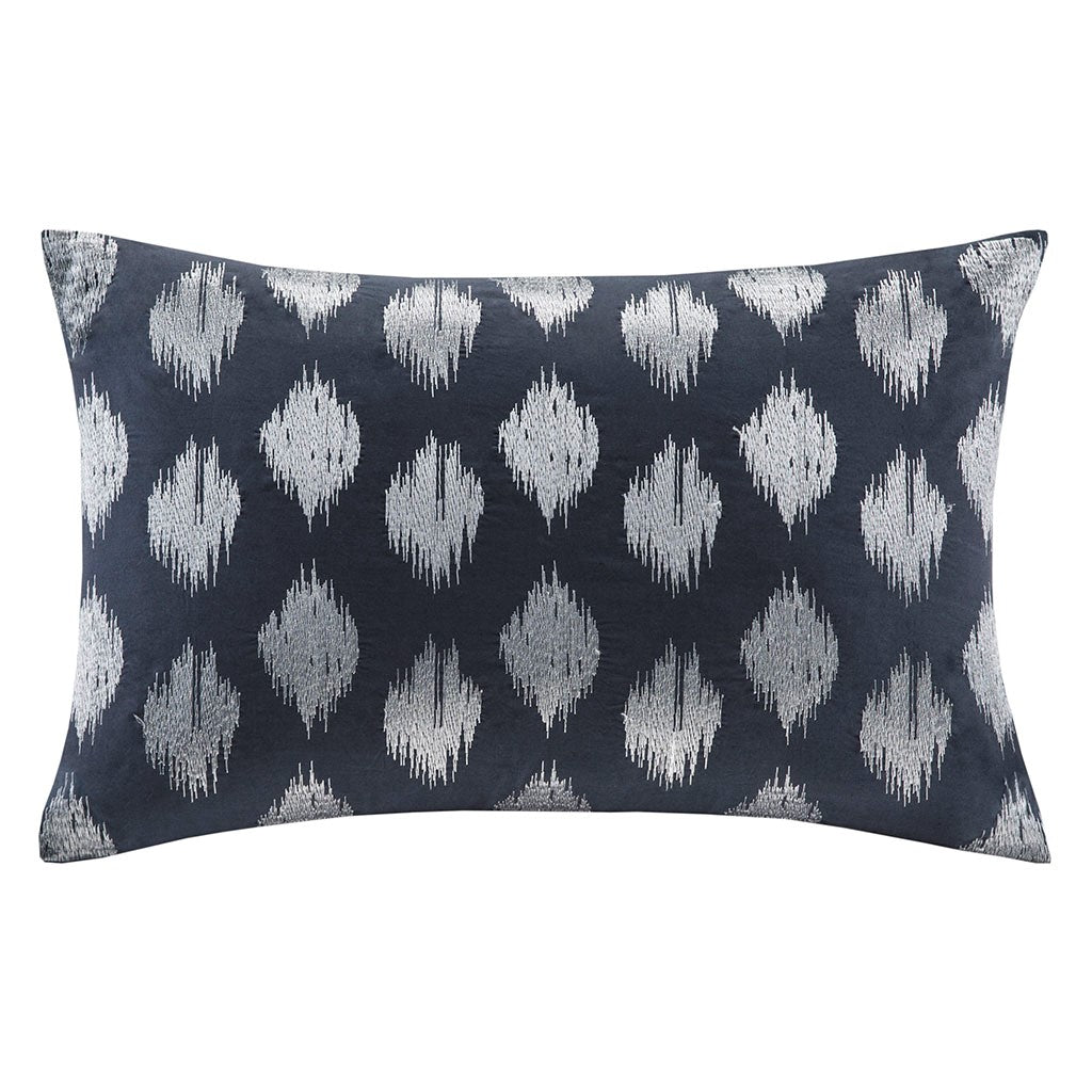 INK+IVY Nadia Dot Embroidered Oblong Pillow - Navy - 12x18"