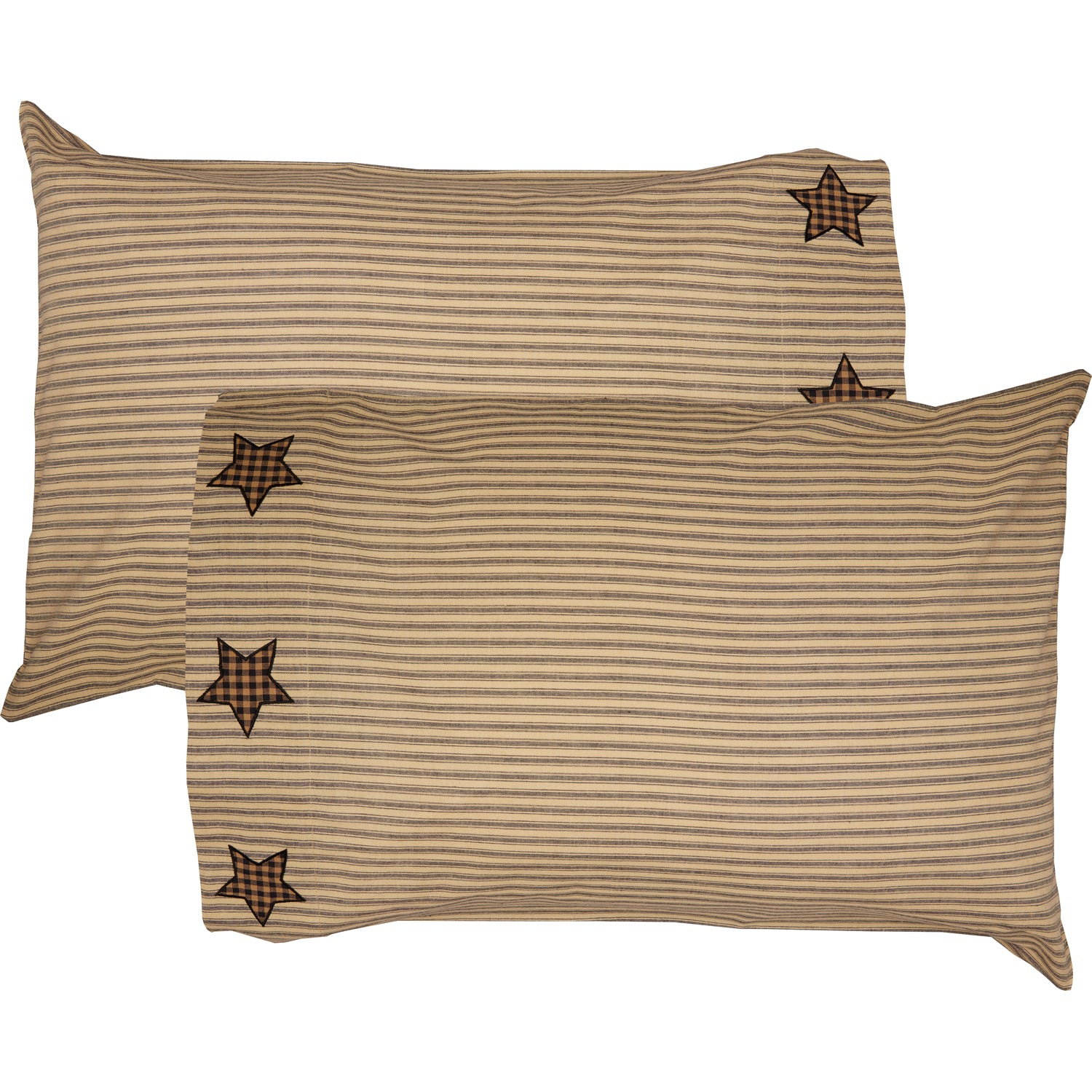Mayflower Market Farmhouse Star Standard Pillow Case w/Applique Star Set of 2 21x30 By VHC Brands